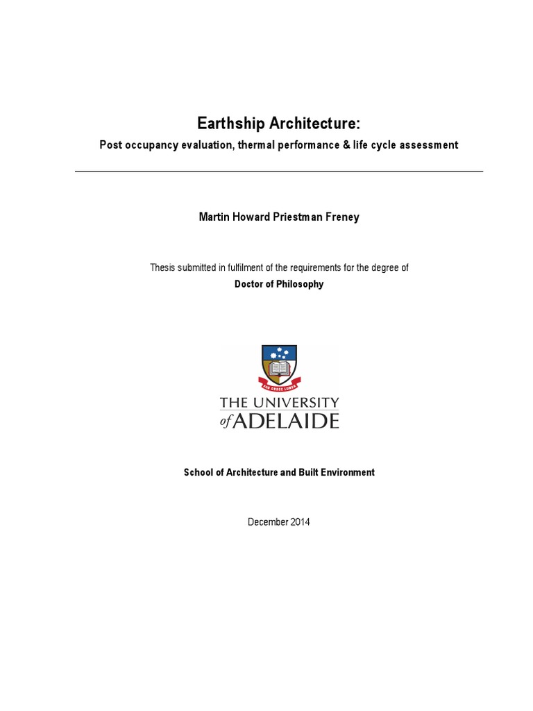 Earthship Architecture Post Occupancy Evaluation Thermal Performance 