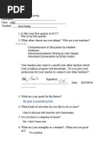 Student Information Sheet