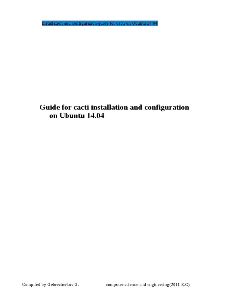 Cacti Installation on Ubuntu 14.04 Guide | PDF | Web Server | Internet ...