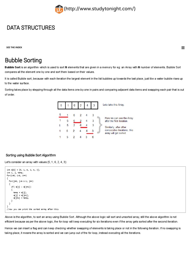 Bubble Sorting: Data Structures | PDF | Array Data Structure ...