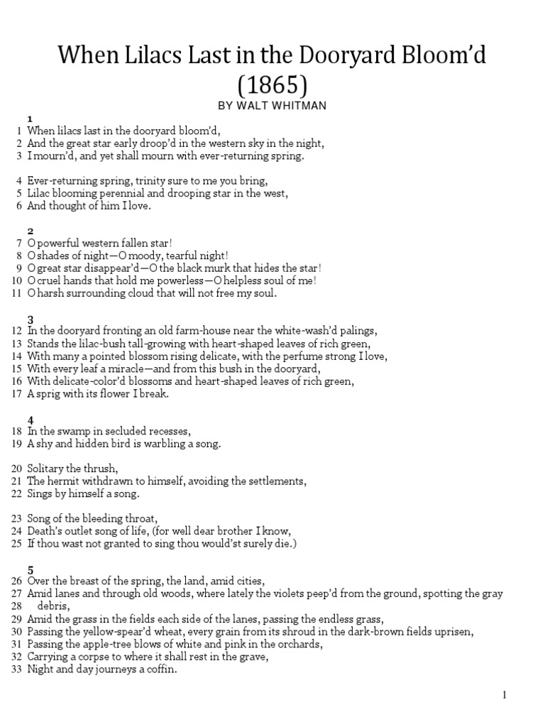 When Lilacs Last in The Dooryard Bloom PDF Nature