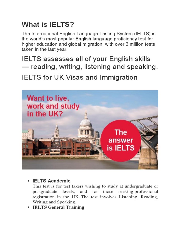 What Is IELTS? | PDF | International English Language Testing System ...