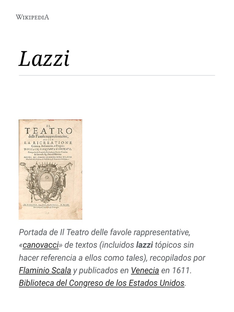 Lazzi en la Commedia dell'arte | PDF | Folklore Italiano | Commedia ...