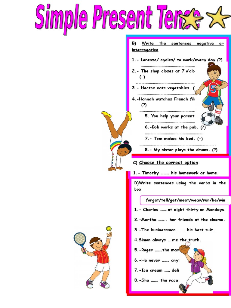 Simple Present Tense Exercises | PDF | Language Mechanics | Linguistic ...
