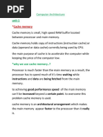 Cache Memory: Computer Architecture Unit-1