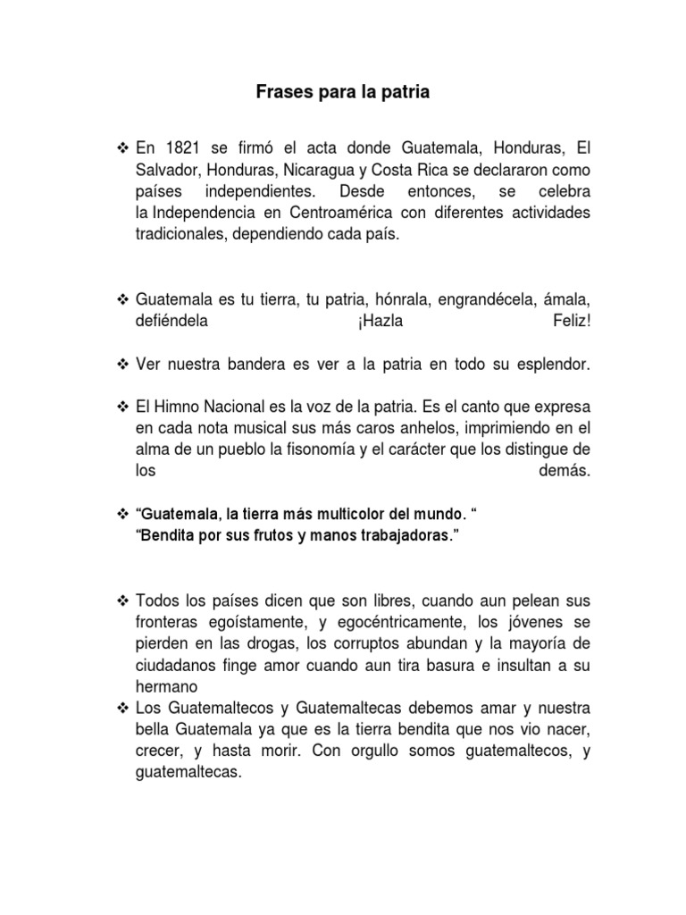 Frases de amor a la patria guatemalteca | PDF | Guatemala | Amor