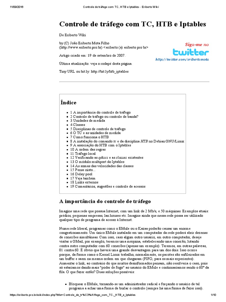 Controle de Tráfego com TC e HTB | PDF | Protocolo de controle de ...