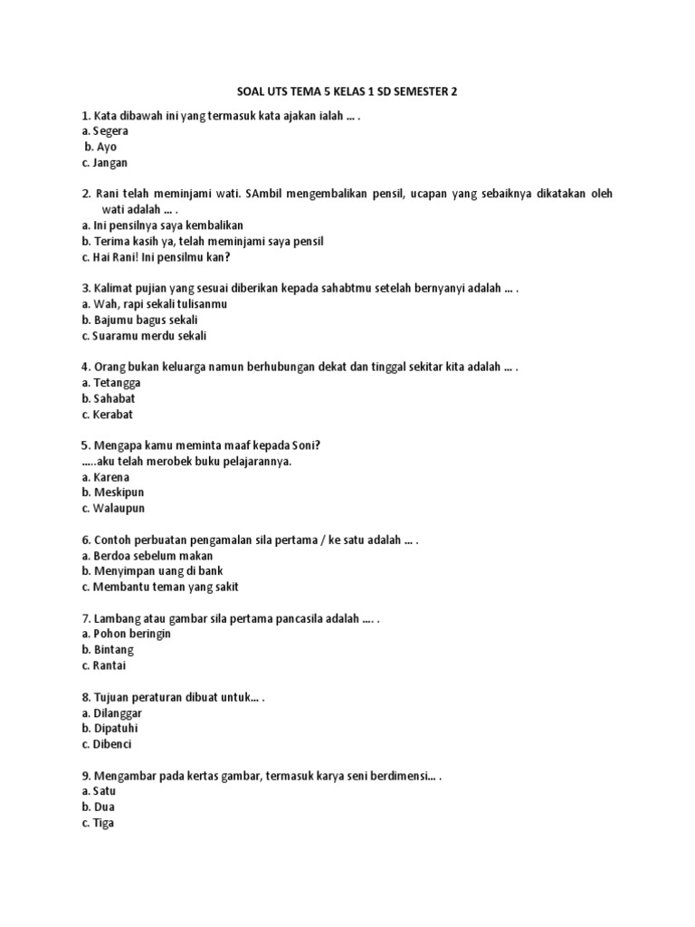 Contoh Soal Kalimat Pujian Kelas 1 Sd Guru Galeri