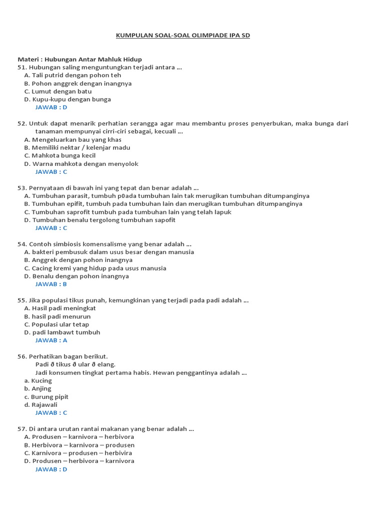 Kumpulan Soal-Soal Olimpiade Ipa SD  PDF
