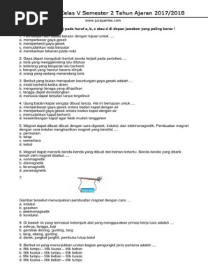 Soal Uts Ipa Kelas 5 Semester 2 Tahun Ajaran 2017 2018