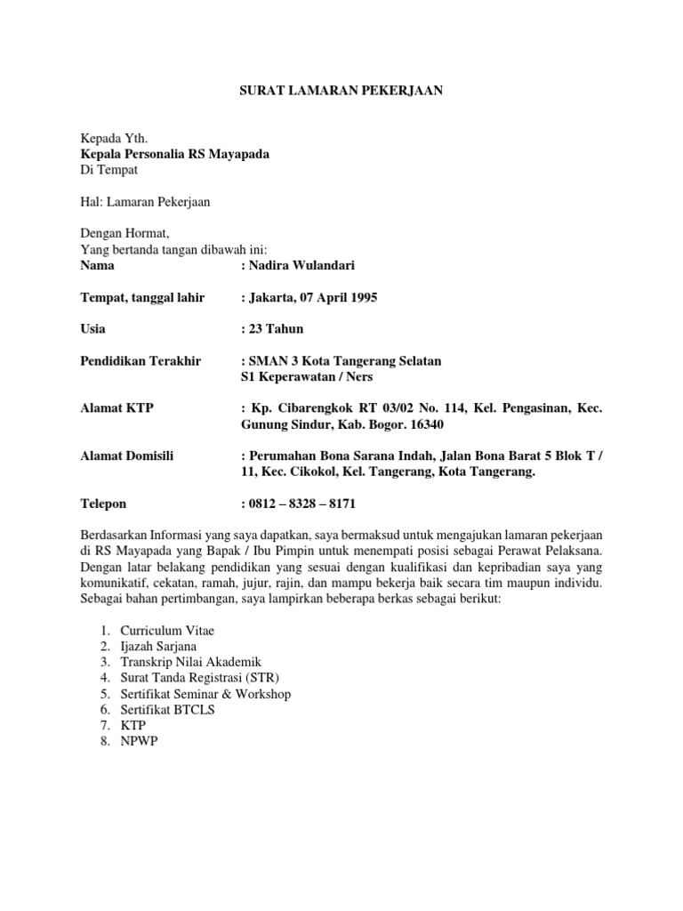 Surat Lamaran Pekerjaan