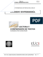 Cuadernillo Ingreso A Enfermería 2018. Lectura y Comprensión de Textos.1 PDF