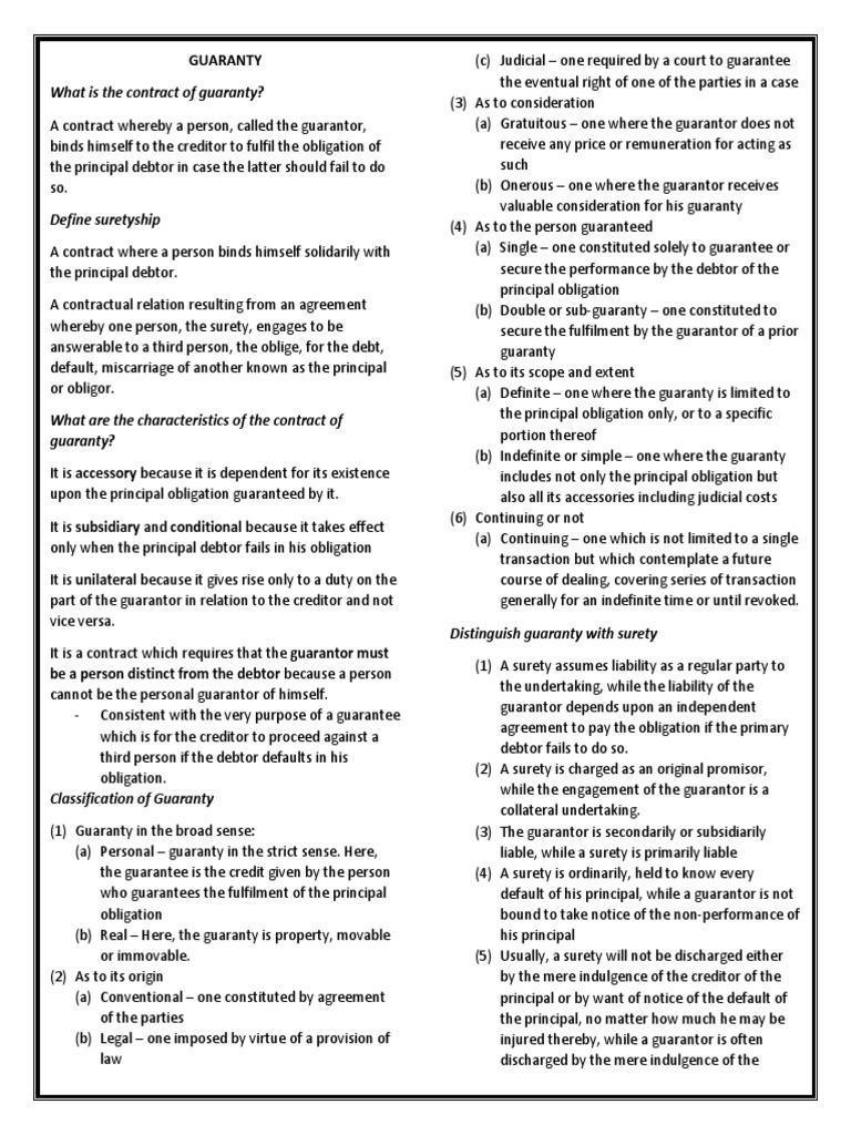 What Is The Contract of Guaranty? PDF Guarantee Law And Economics