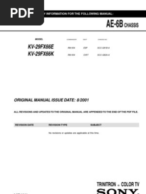 Service Manual Sony Tv Kv 29fx66e Kv 29fx66e Chassis Ae 6b Menu Computing Electrical Connector