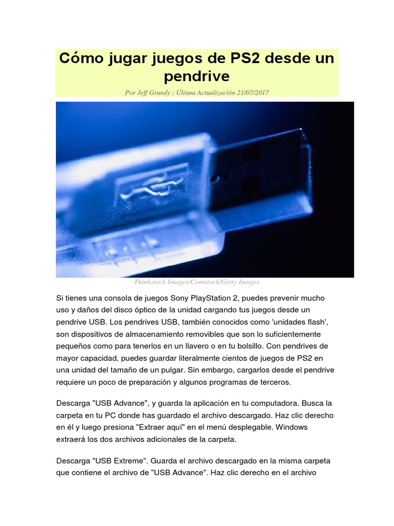 Juegos PS2 Desde Un Pendrive | PDF | Memoria USB | Disco compacto
