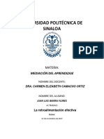 Reporte de La Vivencia Con Respecto A La Retroalimentación Efectiva Proporcionada A Los Estudiantes