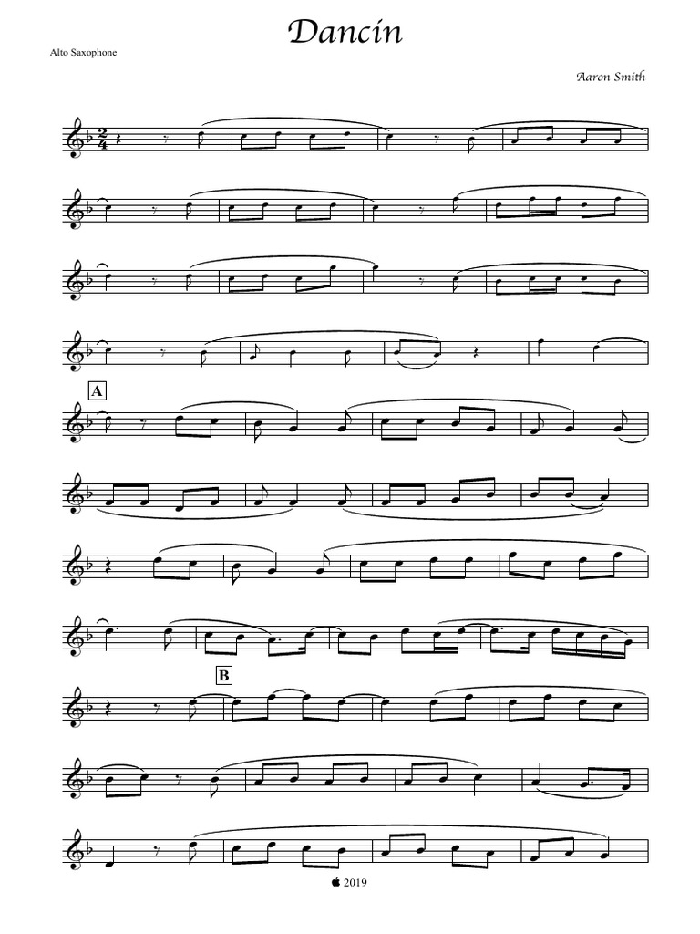 Dancin - Aaron Smith - Alto Saxophone | PDF
