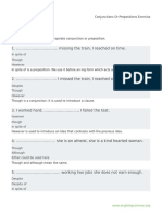 Conjunctions or Prepositions Exercise