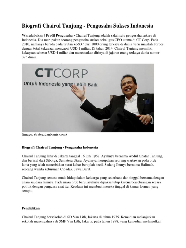 Biografi Chairul Tanjung | PDF