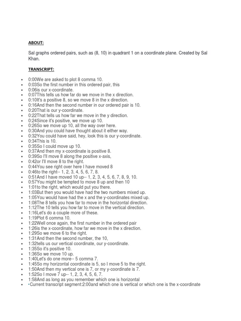 Coordinate Plane Basics for Beginners | PDF | Cartesian Coordinate ...