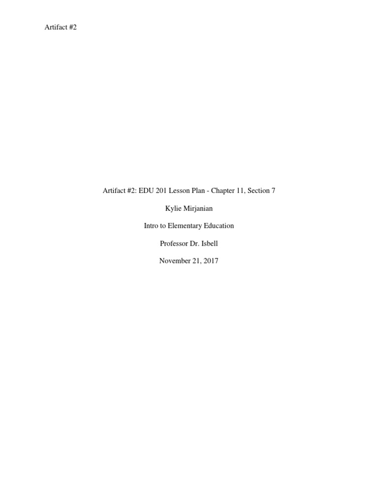Artifact 2 - Edu 201 Lesson Plan | PDF | Lesson Plan | Question