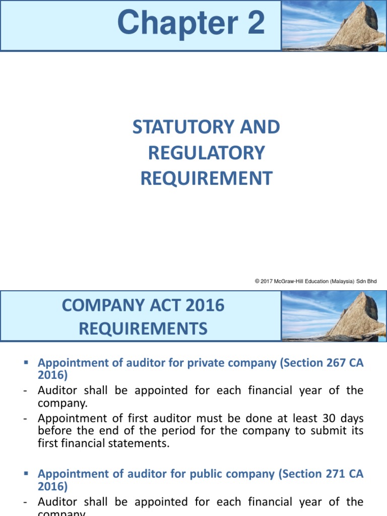 Statutory And Regulatory Requirement © 2017 McgrawHill Education