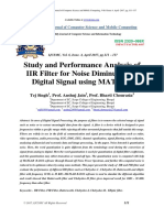 Study and Performance Analysis of IIR Filter For Noise Diminution in Digital Signal Using MATLAB