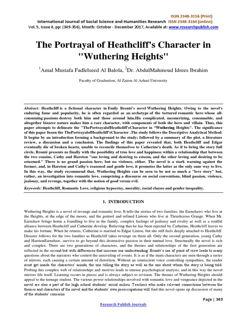 Heathcliff's Character in Wuthering Heights | PDF | Heathcliff ...