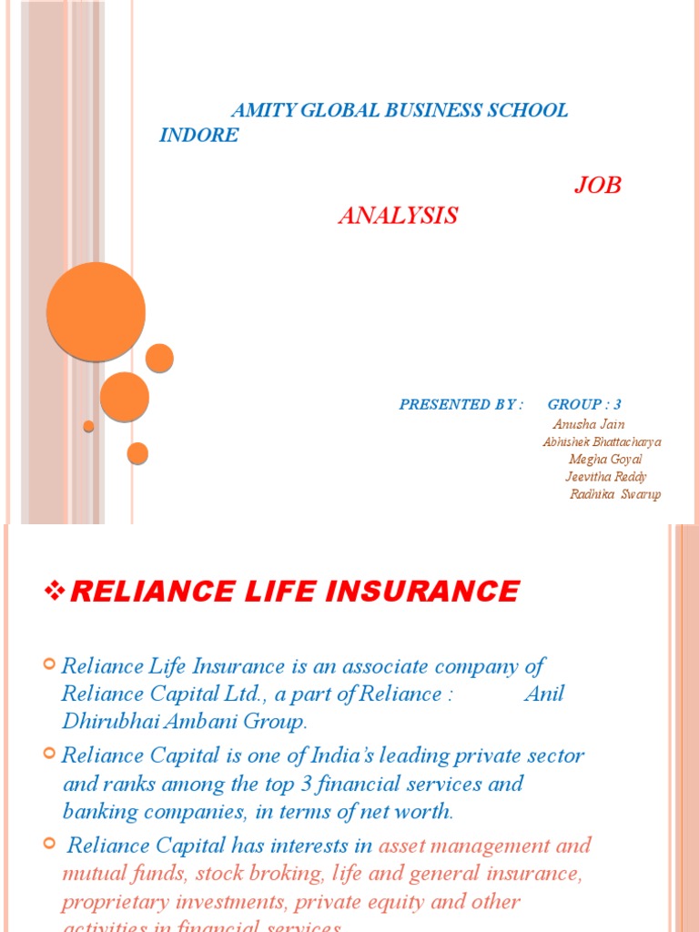 Reliance Life Insurance Job Analysis | PDF | Insurance | Business