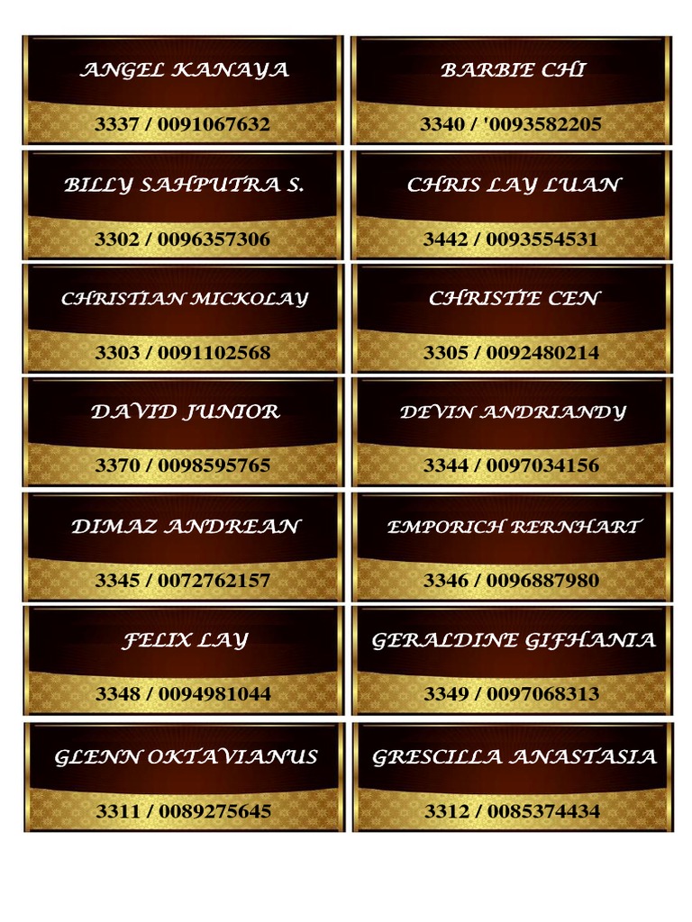 Contoh Label Nama Raport Siswa | PDF