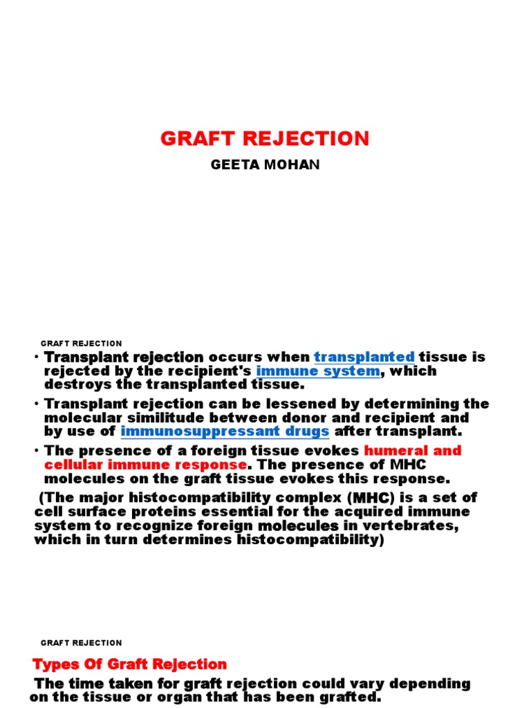 Graft Rejection Ppt1 PDF Transplant Rejection Major
