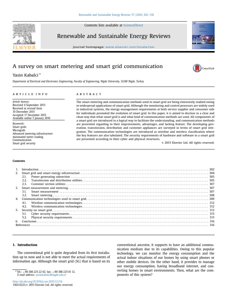 Smart Metering and Grid Communication Survey | PDF | Electrical Grid ...