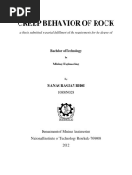 CREEP BEHAVIOR OF ROCK Thesis PDF