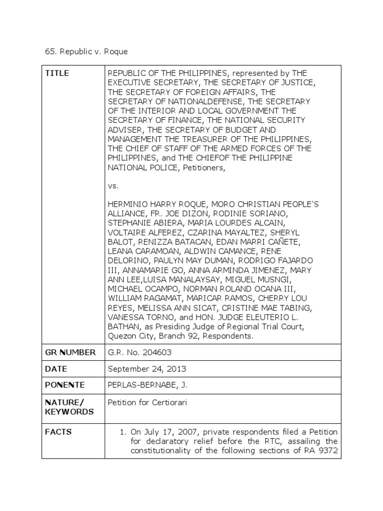 Republic vs. Roque JD1A PDF Discretion Declaratory Judgment