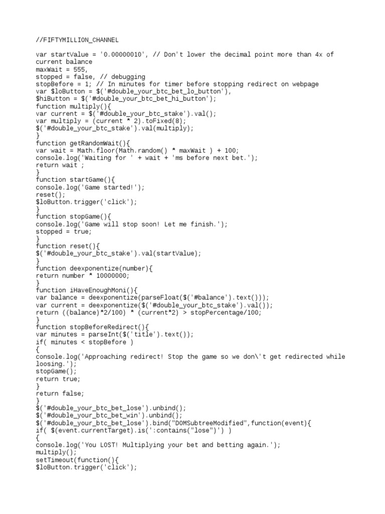 Script Freebitco - in Working 100% by Fifty Million Channel | PDF