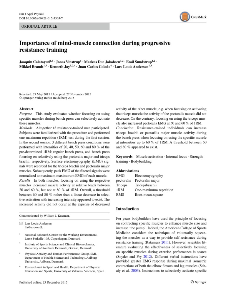 Importance of Mind-Muscle Connection During Progressive Resistance ...