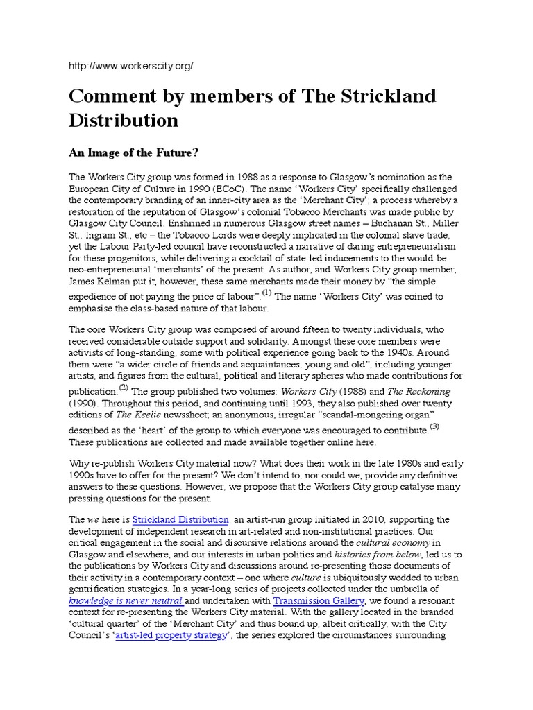 Comment by Members of The Strickland Distribution PDF Unemployment