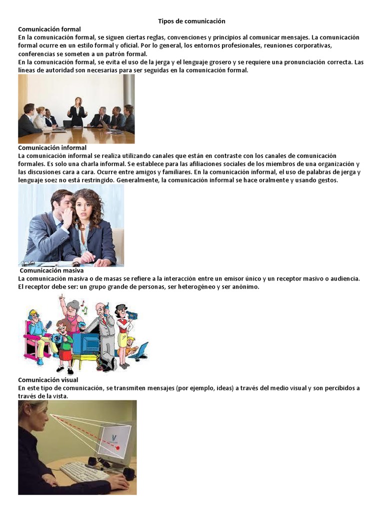 Tipos de Comunicación: Formal e Informal | PDF | Artes del Lenguaje y ...