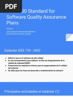 como se solicitó. Además, resume de manera concisa el tema principal del documento que es el estándar IEEE 730 para aseguramiento de la calidad de software