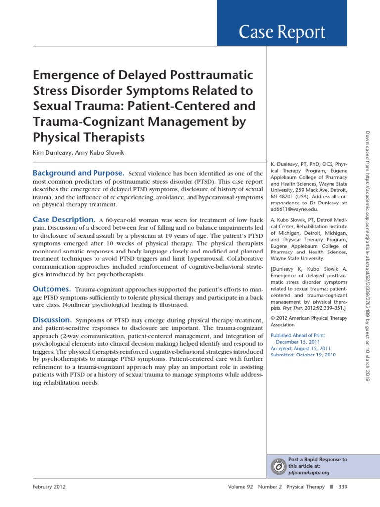 PTJ 0339 | PDF | Posttraumatic Stress Disorder | Psychotherapy
