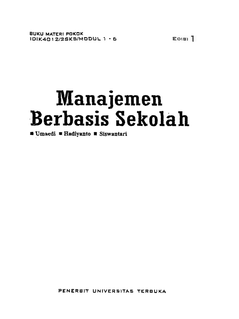 Buku Manajemen Berbasis Sekolah | PDF | Karier & Perkembangan