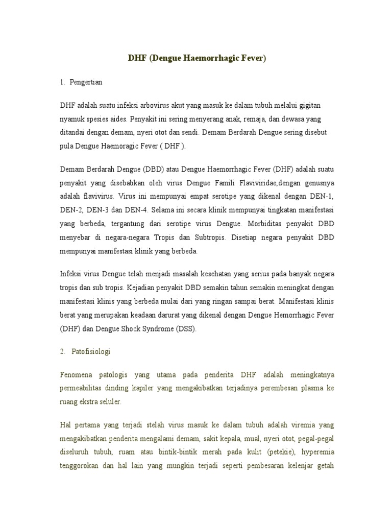 Panduan Lengkap tentang DHF dan Penanganannya | PDF | Perjalanan ...