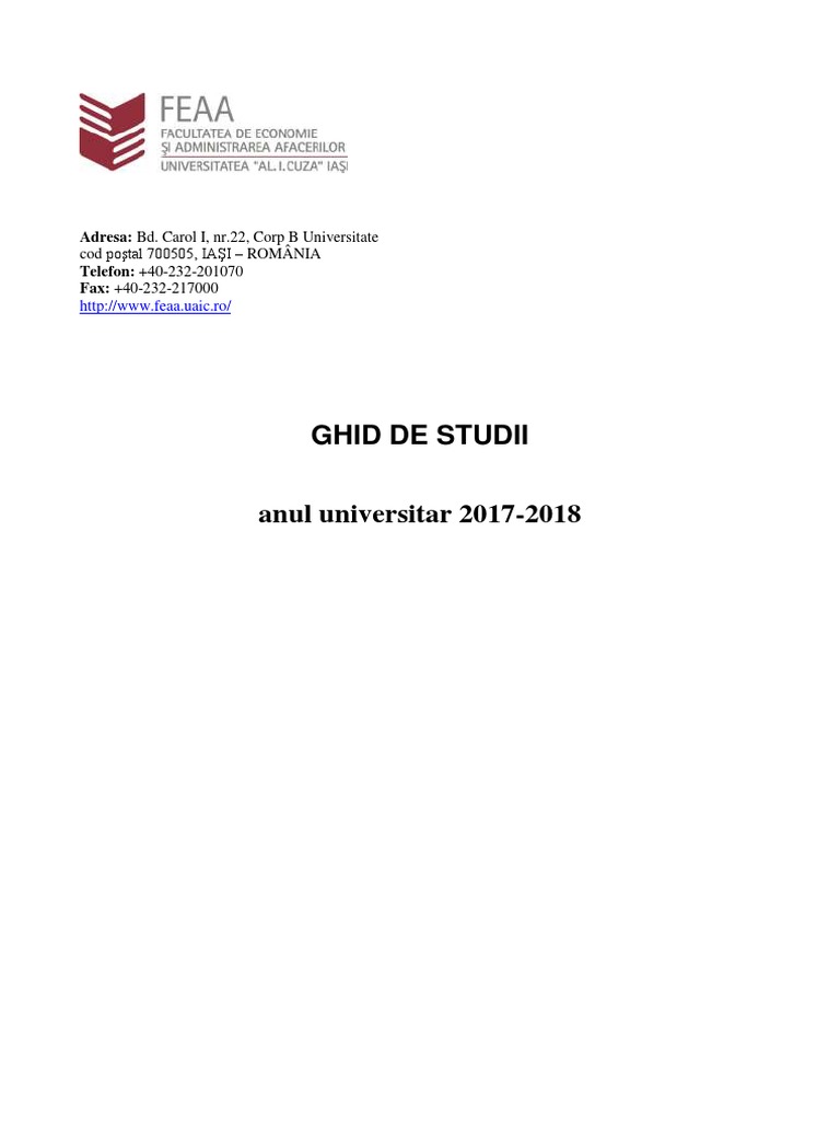 Ghid Studii 2017 2018 Feaa Pdf