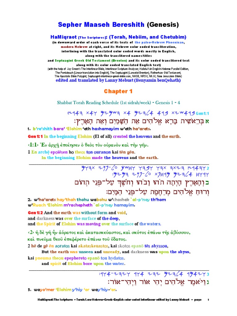Interlinear Genesis Pdf Septuagint Old Testament
