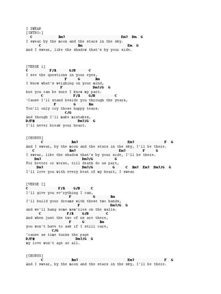 I Swear Chords Pdf Songs