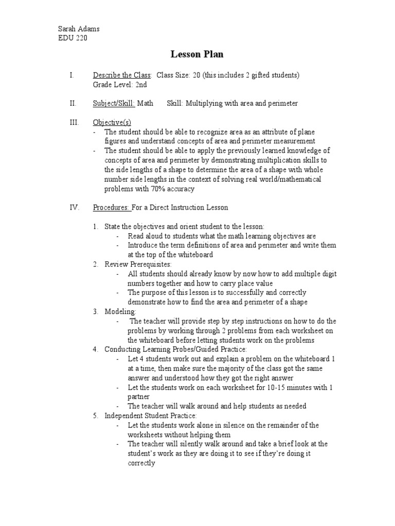 2nd Grade Math: Area & Perimeter | PDF | Teachers | Teaching Mathematics