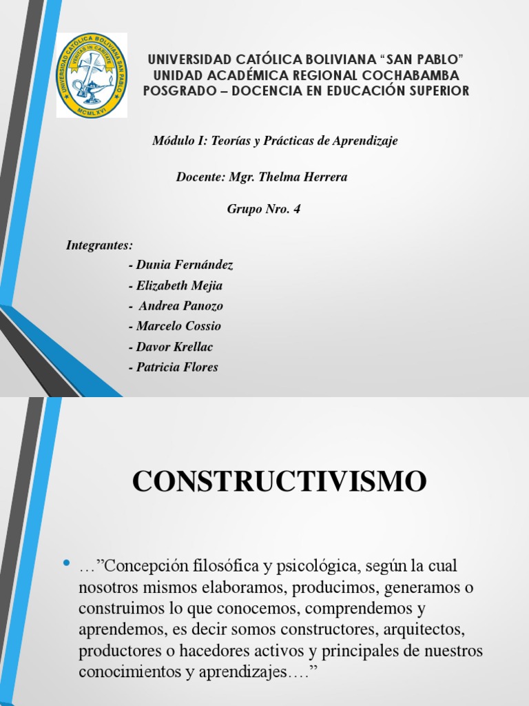Teoría del Constructivismo en Educación | PDF | Constructivismo ...
