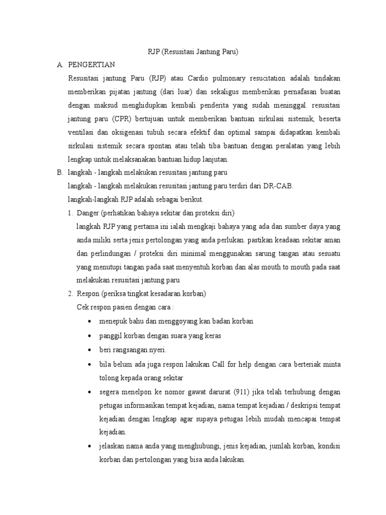 Panduan Lengkap RJP: Langkah dan Komplikasi | PDF | Pengembangan Diri ...