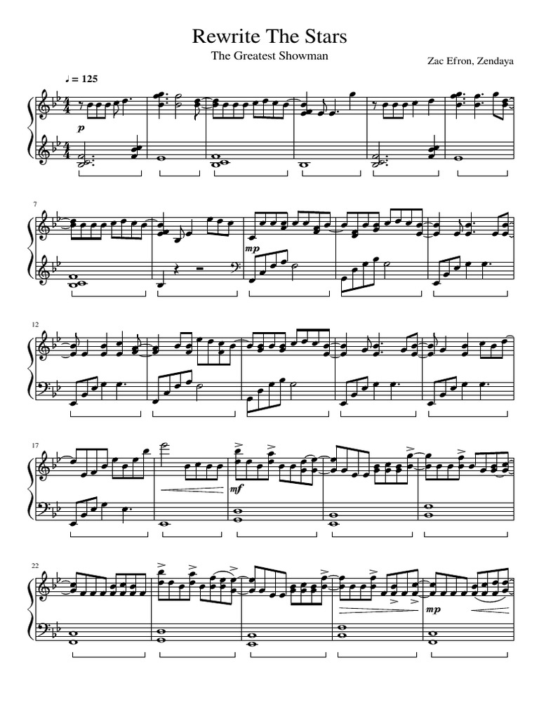 Rewrite The Stars Piano Music Sheet Pdf