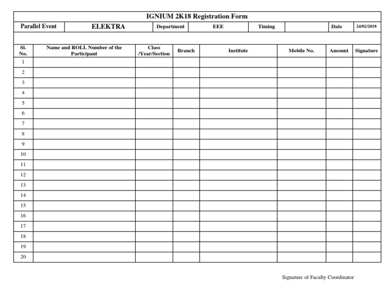 IGNITE 2K18 ELEKTRA Registration Form | PDF